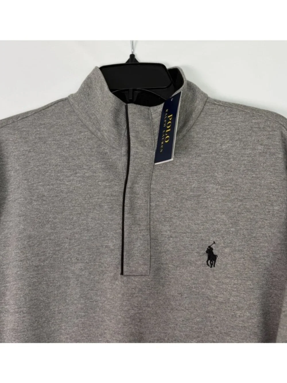 Polo Ralph Lauren Men Small Grey Heather Double Knit Mockneck Sweatshirt NWT